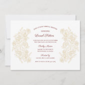 Elegantes Burgund & Golden Rose Brautparty Einladung (Vorderseite)