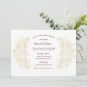 Elegantes Burgund & Golden Rose Brautparty Einladung (Stehend Vorderseite)