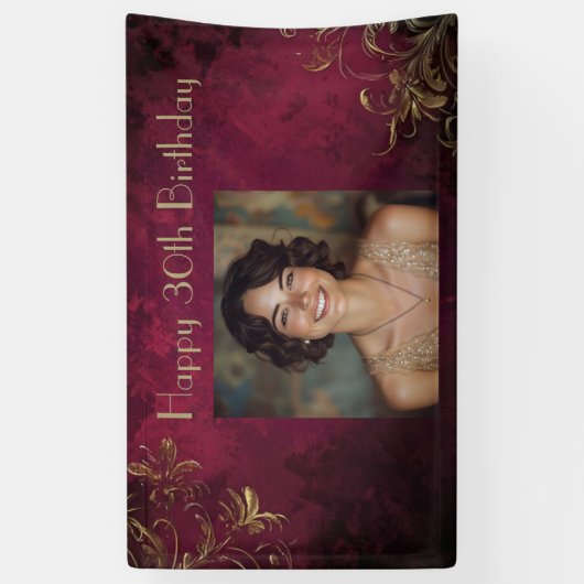 Elegantes Burgund & Imitats Gold Banner (Vertikal)