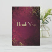 Elegantes Burgund & Imitats Gold Dankeskarte (Stehend Vorderseite)