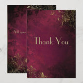 Elegantes Burgund & Imitats Gold Dankeskarte (Vorne/Hinten)