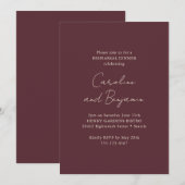 Elegantes Burgund Minimalistische Probe Abendessen Einladung (Vorne/Hinten)