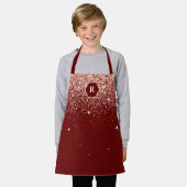 Elegantes Burgund Rose Gold Glitzer Monogramm Schürze (Getragen)