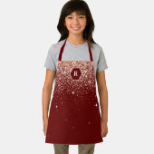 Elegantes Burgund Rose Gold Glitzer Monogramm Schürze (Insitu)