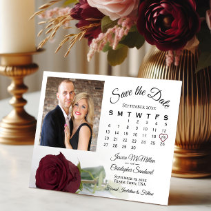 Elegantes Burgund Rose Hochzeiten Kalender & Foto Save The Date