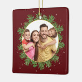 Elegantes Burgund Rotes Weihnachtsfest Botanisches Keramikornament (Links)