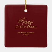Elegantes Burgund Rotes Weihnachtsfest Botanisches Keramikornament (Rückseite)