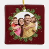 Elegantes Burgund Rotes Weihnachtsfest Botanisches Keramikornament (Vorderseite)