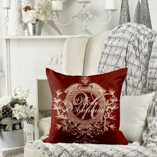Elegantes Burgund und Creme Antik Chateau Chic Kissen