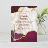 Elegantes Burgund und Gold Agate Brunch & Bubbly Einladung (Stehend Vorderseite)