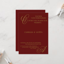 Elegantes Burgund und Goldfolien-Monogramm 