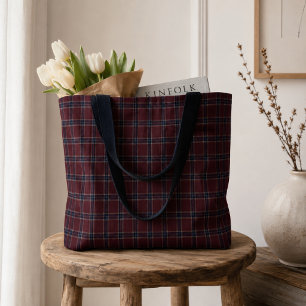 Elegantes Burgund und Marineblau Heritage Plaid Tasche