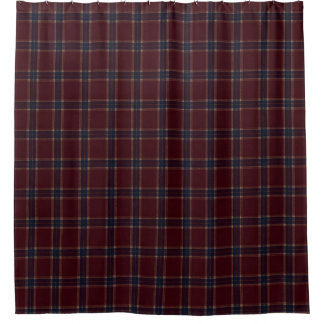 Elegantes Burgund und Navy Blau Heritage Plaid Duschvorhang