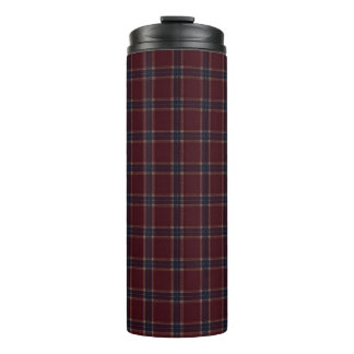 Elegantes Burgund und Navy Blau Heritage Plaid Thermosbecher