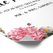 Elegantes Burgund und rosa Blume Datumsabendzeiche Poster (Ecke)