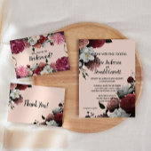 Elegantes Burgund und rosa Blume Einladung