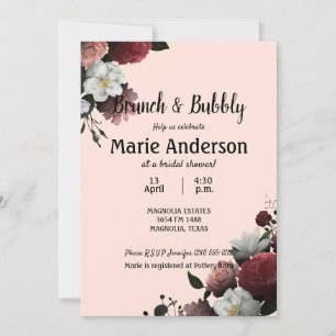 Elegantes Burgund und rosa Brautparty Brunch