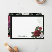 Elegantes Burgund und rosa, florale Personalisiert Mitteilungskarte (Vorderseite/Rückseite Beispiel)