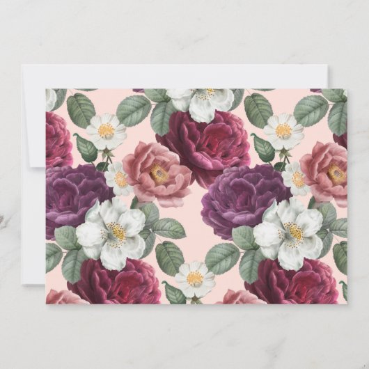 Elegantes Burgund und rosa, florale Personalisiert Mitteilungskarte (Rückseite)