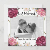 Elegantes Burgund und rosa Hochzeitsankündigung Feiertagskarte (Vorderseite)