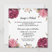 Elegantes Burgund und rosa Hochzeitsankündigung Feiertagskarte (Rückseite)