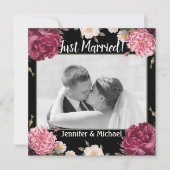 Elegantes Burgund und rosa Hochzeitsankündigung Feiertagskarte (Vorderseite)