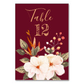 Elegantes Burgund Wasserfarbenes Schwarzes Orange Tischnummer (Vorderseite)