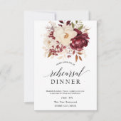 Elegantes Burgund Weißes Blume Probe Abendessen Einladung (Vorderseite)