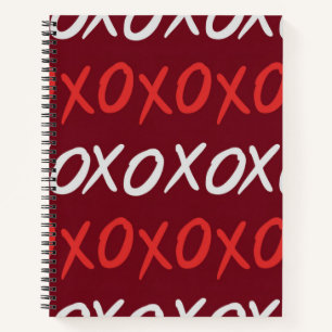 Elegantes Burgund XOXO Umarmungen und Küsse Notizblock