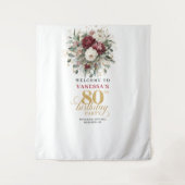 Elegantes Burgunder 80. Geburtstagsbanner Wandteppich (Vorderseite)