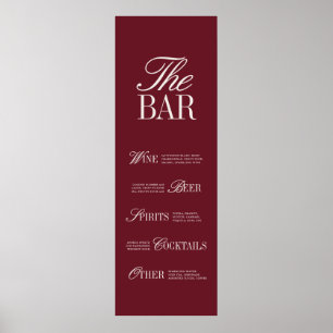 Elegantes Burgunder-Bar-Menü-Poster-Rezeption-Deko Poster