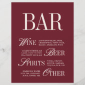 Elegantes Burgunder-Bar-Menügetränk Wedding Tablet (Vorderseite)
