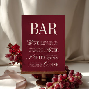 Elegantes Burgunder-Bar-Menügetränk Wedding Tablet