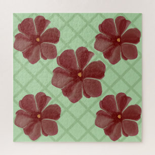 Elegantes Burgunder Blumen- und Salbeigrünes Gitte Puzzle