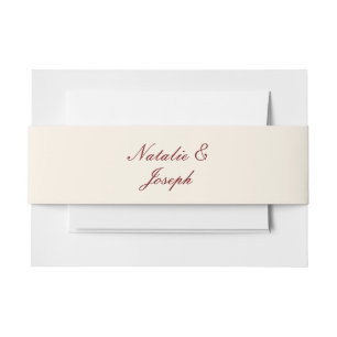 Elegantes Burgunder-Cream Hochzeit im Stil des alt Einladungsbanderole
