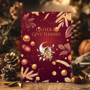 Elegantes Burgunder-Erntedankfest & Füllhorn Einladung