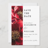 Elegantes Burgunder Foto Hochzeit in Rot und Gold Save The Date (Vorderseite)
