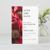 Elegantes Burgunder Foto Hochzeit in Rot und Gold Save The Date (Stehend Vorderseite)