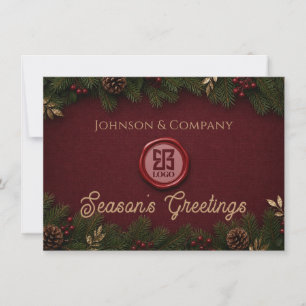 Elegantes Burgunder-Geschäfts-Weihnachtslogo Mitteilungskarte