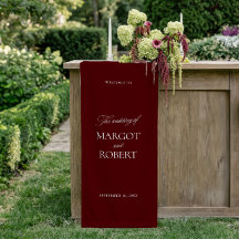 Elegantes Burgunder Hochzeit Willkommensschild Vin