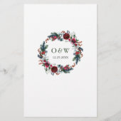 Elegantes Burgunder Rose Winterabendmenü (Rückseite)