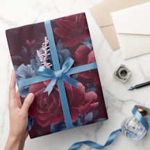 Elegantes Burgunder-Rosen-Navy-Blumenmuster