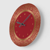 Elegantes Burgunder-u. GoldVintages Paisley-Muster Große Wanduhr (Winkel)