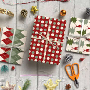 Elegantes Burgunder Weihnachts-Set von 3 Geschenkpapier Set