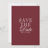 Elegantes Burgunder-Weißes Hochzeit im Stil des al Save The Date (Vorderseite)
