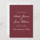 Elegantes Burgunder-Weißes Hochzeit im Stil des al Save The Date (Rückseite)
