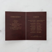 Elegantes burgundergold Hochzeitsfaltungsprogramm Programm (Innenseite)