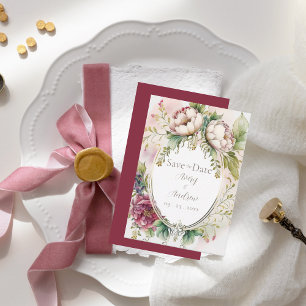 Elegantes Burgunderrosa Romantisch Rustikal Save The Date