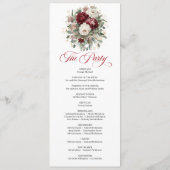 Elegantes Burgunderrot-Blüten-Hochzeitsprogramm mi Programm (Rückseite)