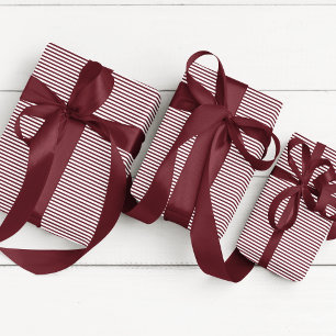 Elegantes Burgunderrot dünn gestreift Geschenkpapier